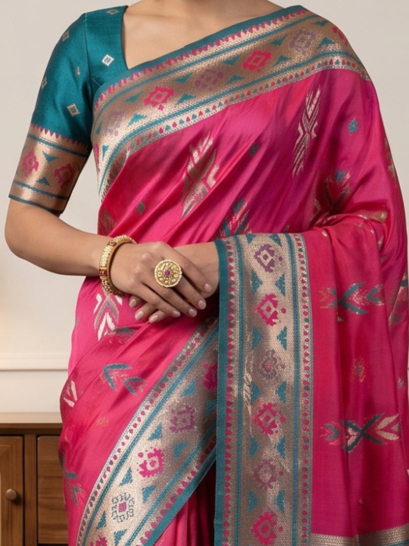 Riva Banarsi Silk Pink Saree