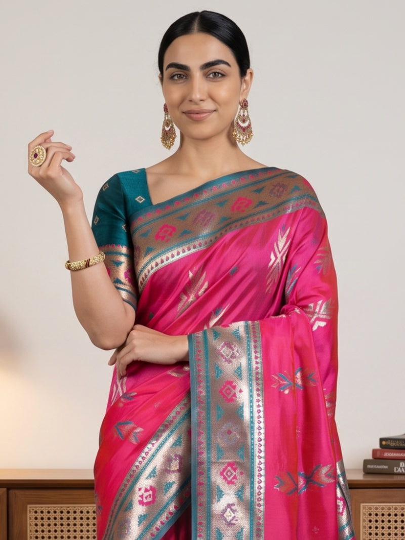 Riva Banarsi Silk Pink Saree