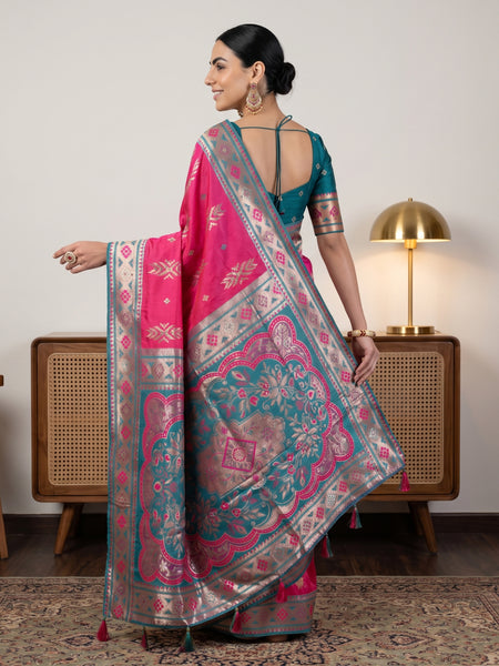 Riva Banarsi Silk Pink Saree