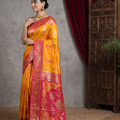 Riva Banarsi Silk Yellow Saree