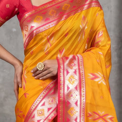 Riva Banarsi Silk Yellow Saree