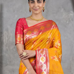 Riva Banarsi Silk Yellow Saree