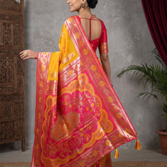Riva Banarsi Silk Yellow Saree