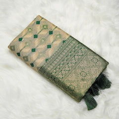 Kashmiri Handloom Green Saree