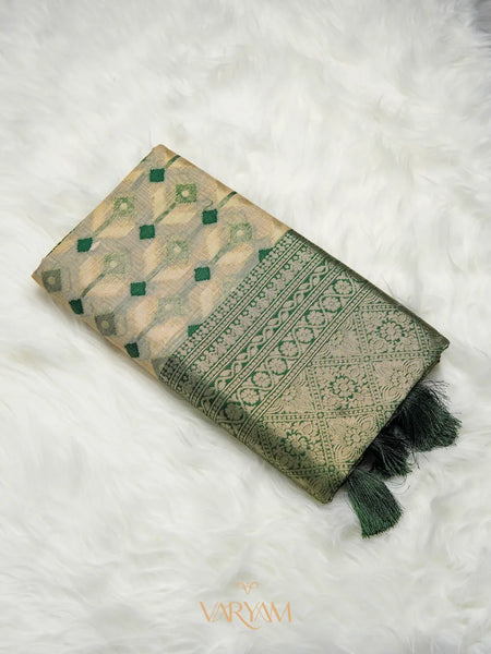 Kashmiri Handloom Green Saree