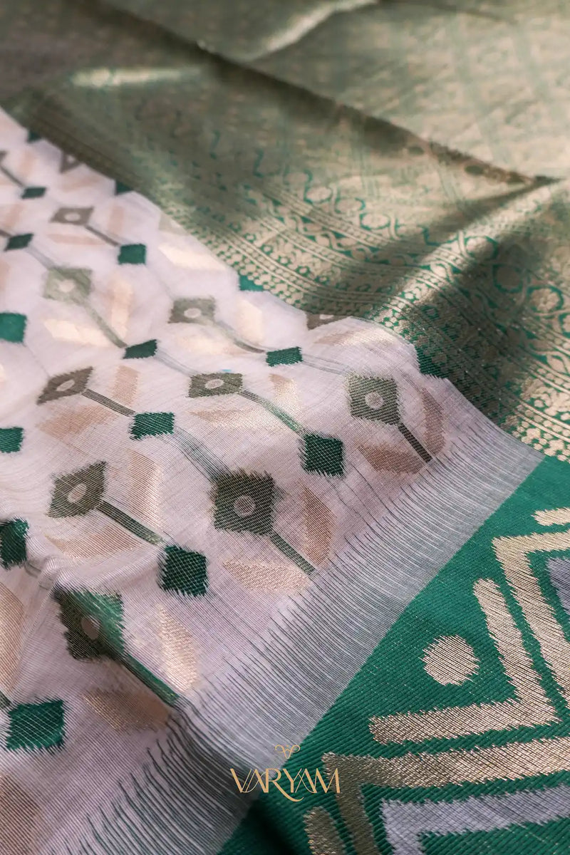 Kashmiri Handloom Green Saree