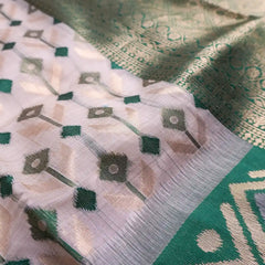 Kashmiri Handloom Green Saree