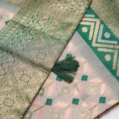 Kashmiri Handloom Green Saree