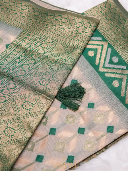 Kashmiri Handloom Green Saree