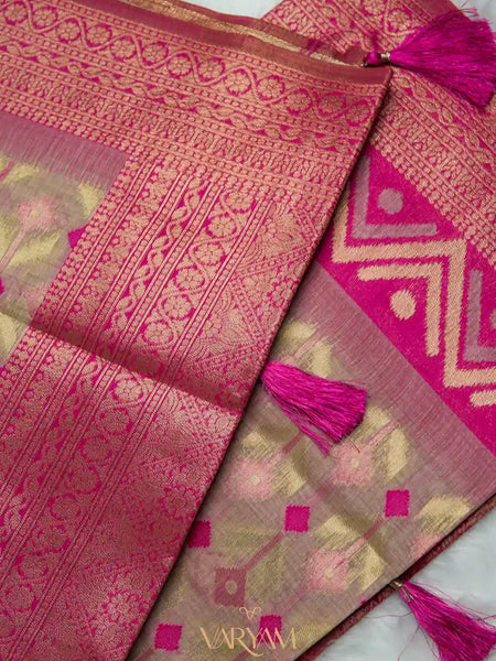 Kashmiri Handloom Pink Saree