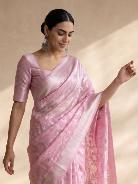 Mina Cotton Baby Pink Saree