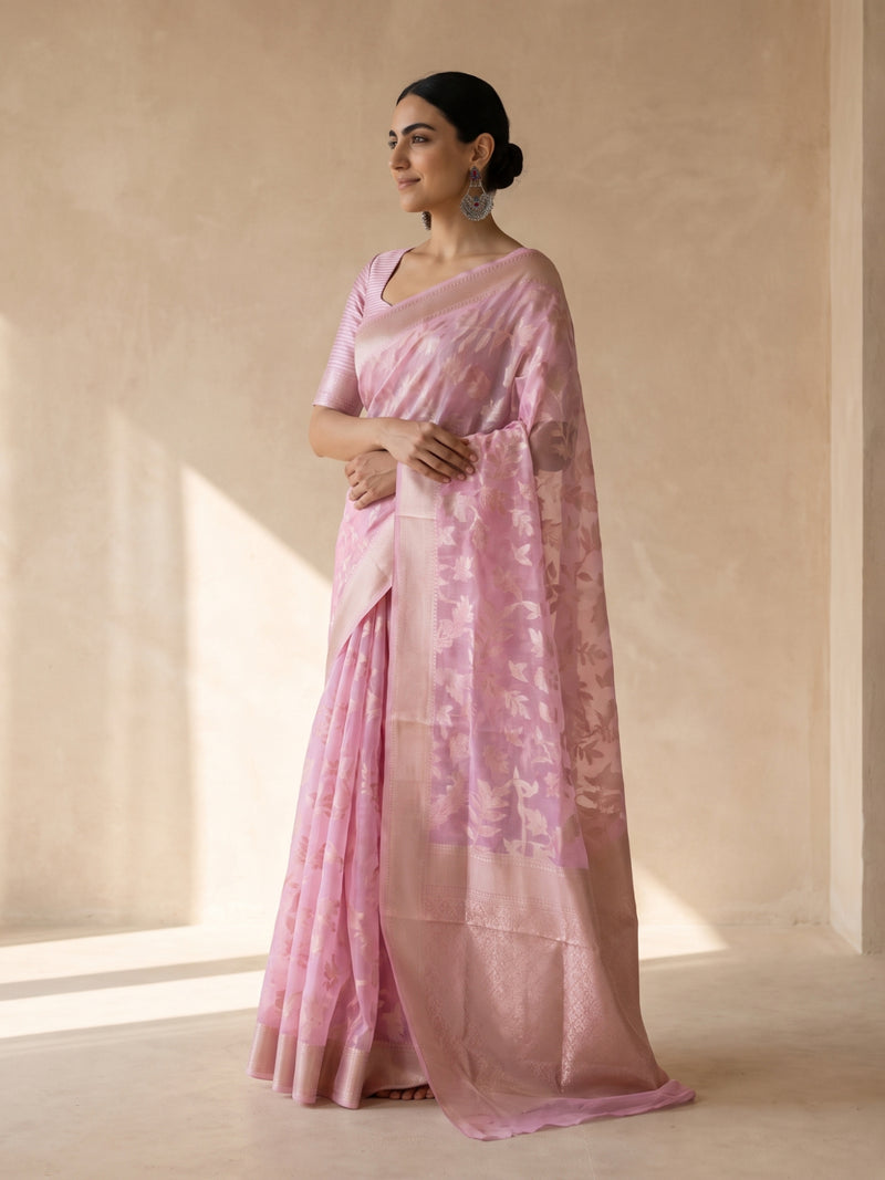 Mina Cotton Baby Pink Saree