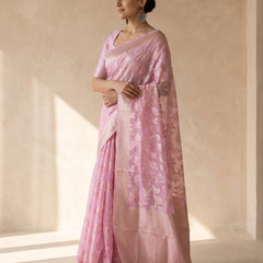 Mina Cotton Baby Pink Saree