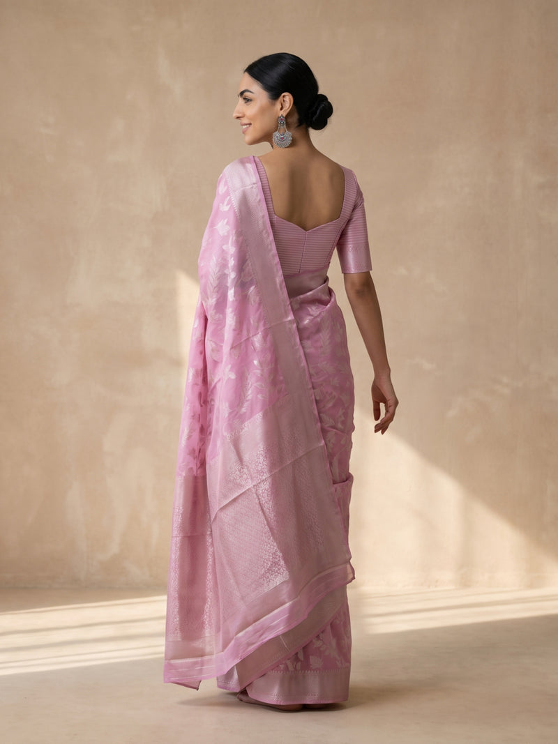 Mina Cotton Baby Pink Saree