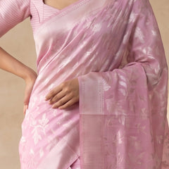 Mina Cotton Baby Pink Saree