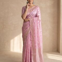 Mina Cotton Baby Pink Saree