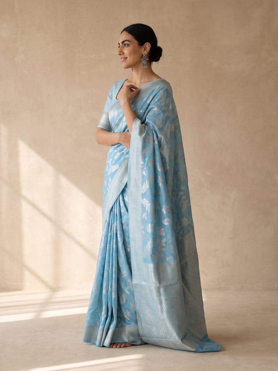 Mina Cotton Blue Saree