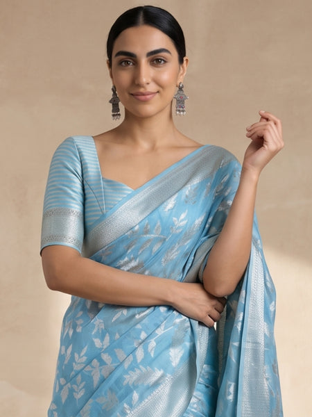 Mina Cotton Blue Saree