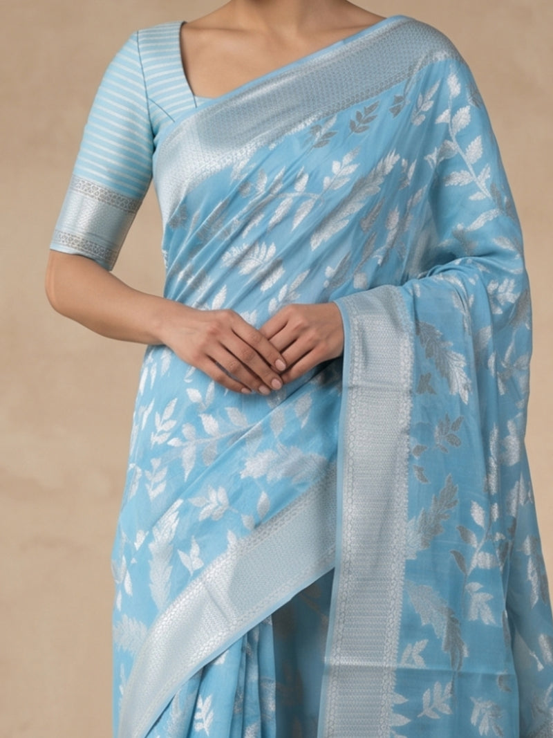 Mina Cotton Blue Saree