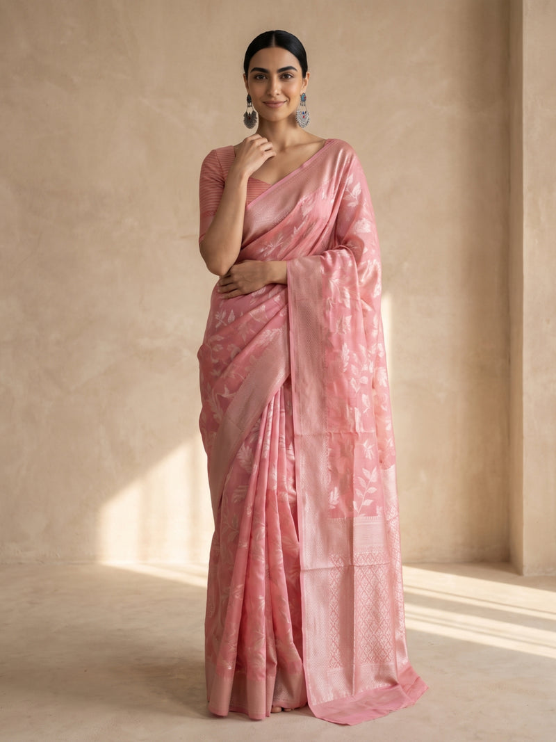 Mina Cotton Pink Saree
