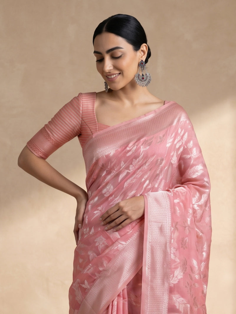 Mina Cotton Pink Saree