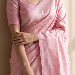 Sanna Cotton Baby Pink Saree