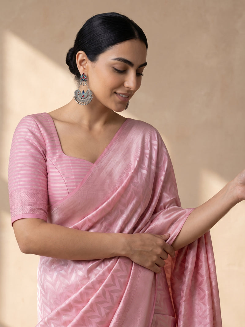 Sanna Cotton Baby Pink Saree