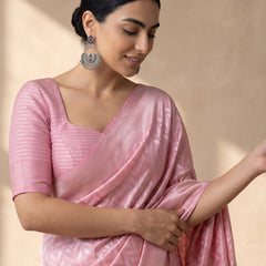 Sanna Cotton Baby Pink Saree