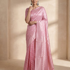 Sanna Cotton Baby Pink Saree