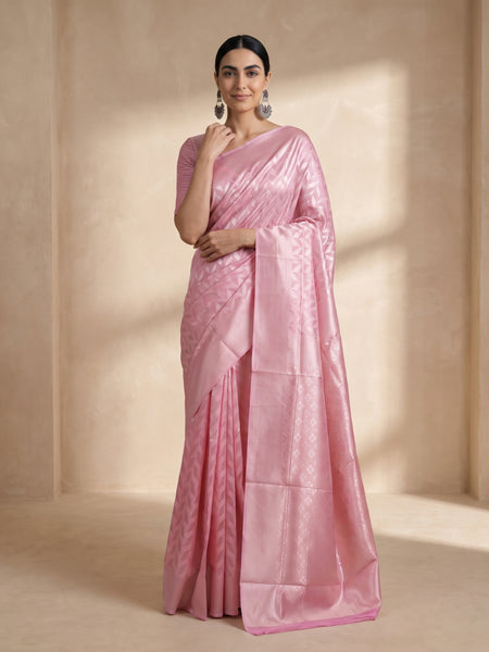 Sanna Cotton Baby Pink Saree