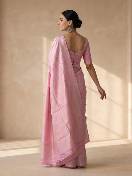 Sanna Cotton Baby Pink Saree