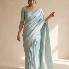 Sanna Cotton Blue Saree