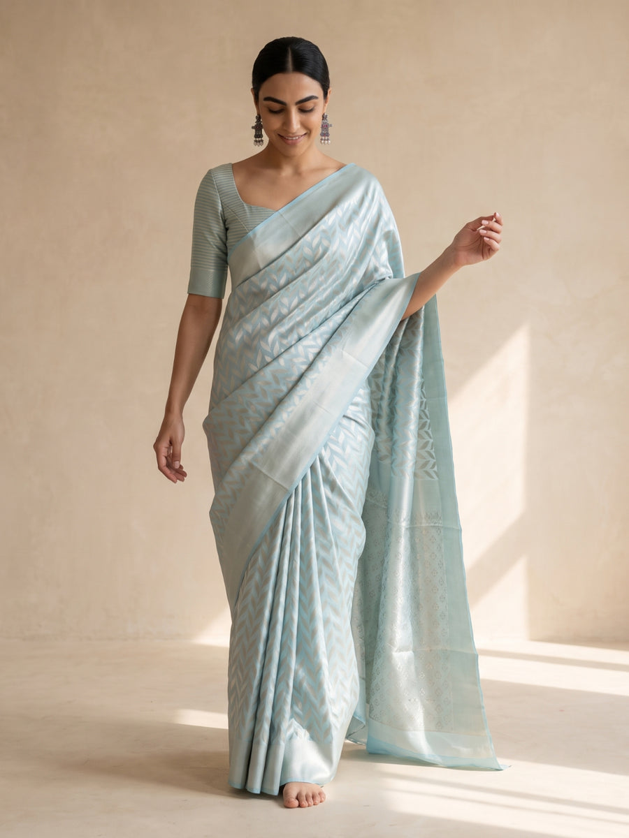 Sanna Cotton Blue Saree