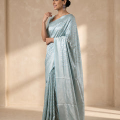 Sanna Cotton Blue Saree