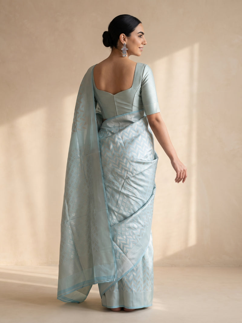 Sanna Cotton Blue Saree