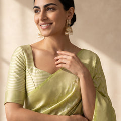 Sanna Cotton Green Saree
