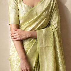 Sanna Cotton Green Saree