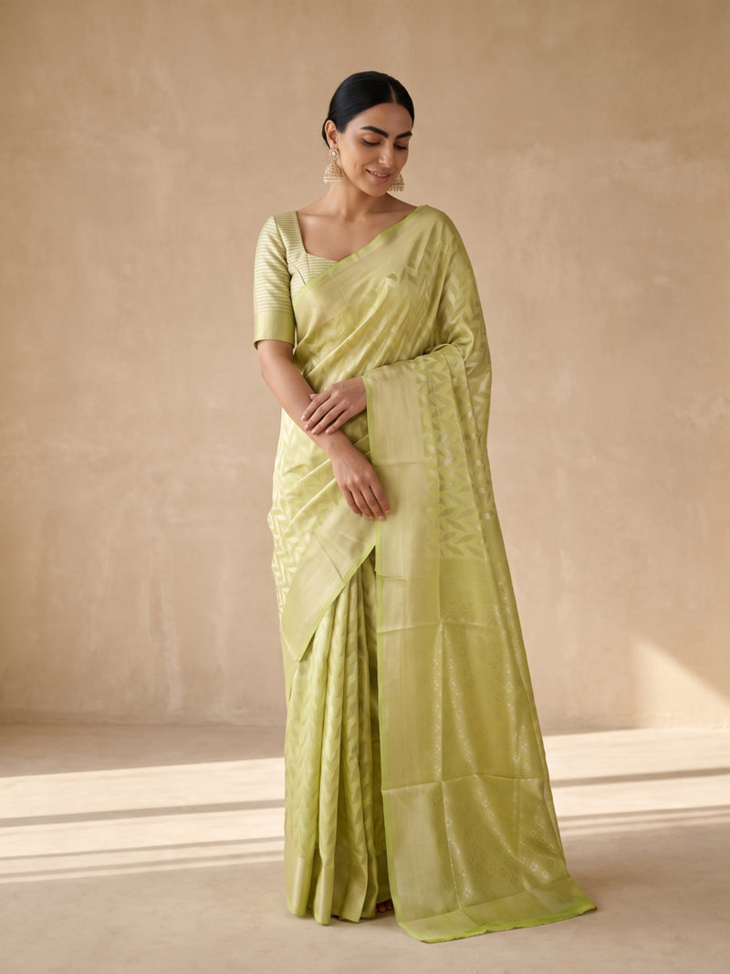 Sanna Cotton Green Saree