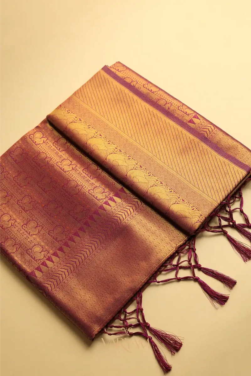 Swarna Silk Purple Gold Saree