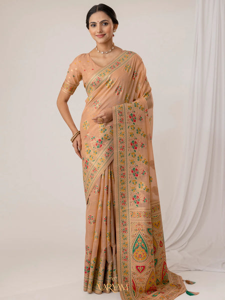 Mandira Cotton Peach Saree