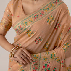 Mandira Cotton Peach Saree