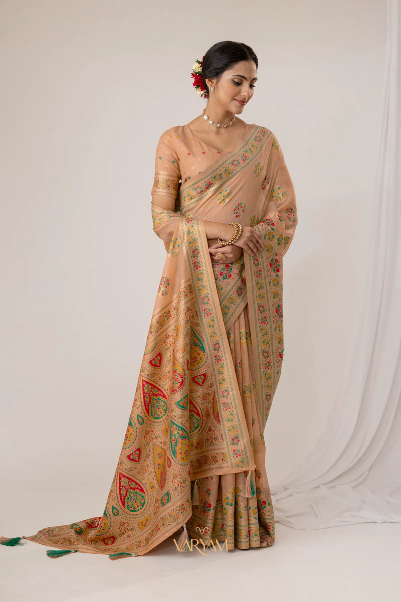 Mandira Cotton Peach Saree