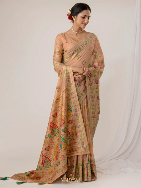 Mandira Cotton Peach Saree