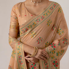 Mandira Cotton Peach Saree