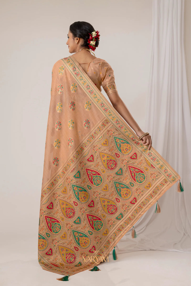 Mandira Cotton Peach Saree