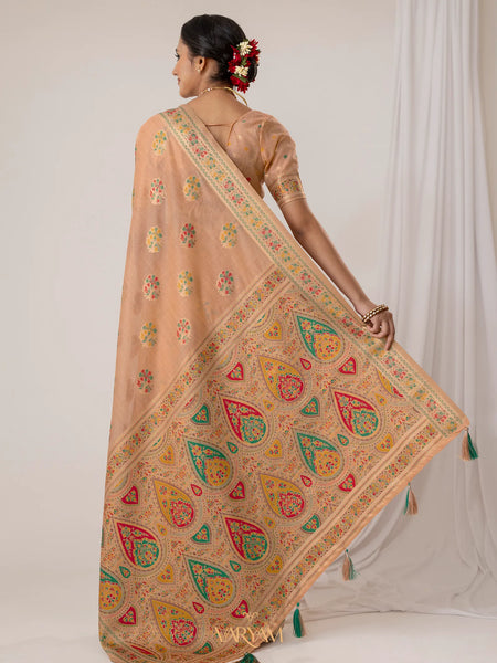 Mandira Cotton Peach Saree