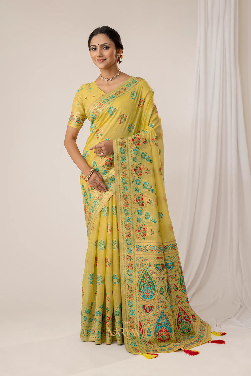 Mandira Cotton Yellow Saree