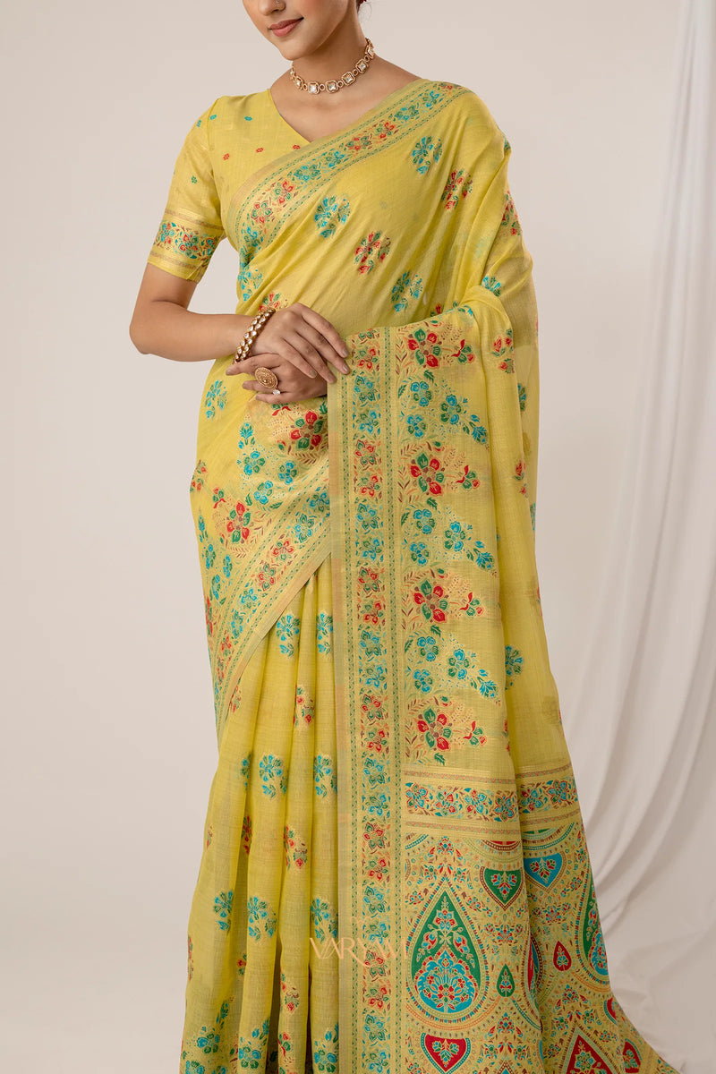 Mandira Cotton Yellow Saree