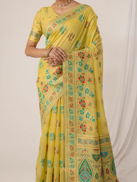 Mandira Cotton Yellow Saree