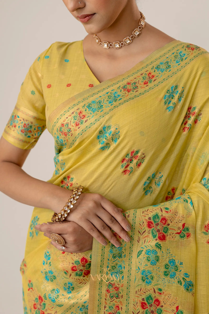 Mandira Cotton Yellow Saree